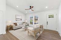 Virtually staged to show room potential!