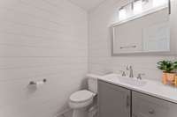 This half bath is located on the main level for quests.