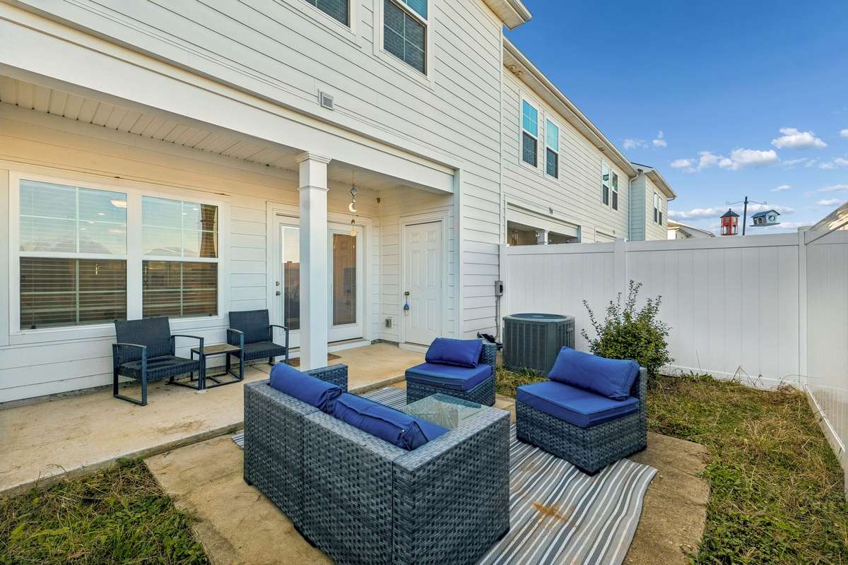 Another view of the space and privacy fencing surrounding the backyard.