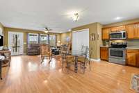 Laundry room and new hot water heater is behind the double doors.