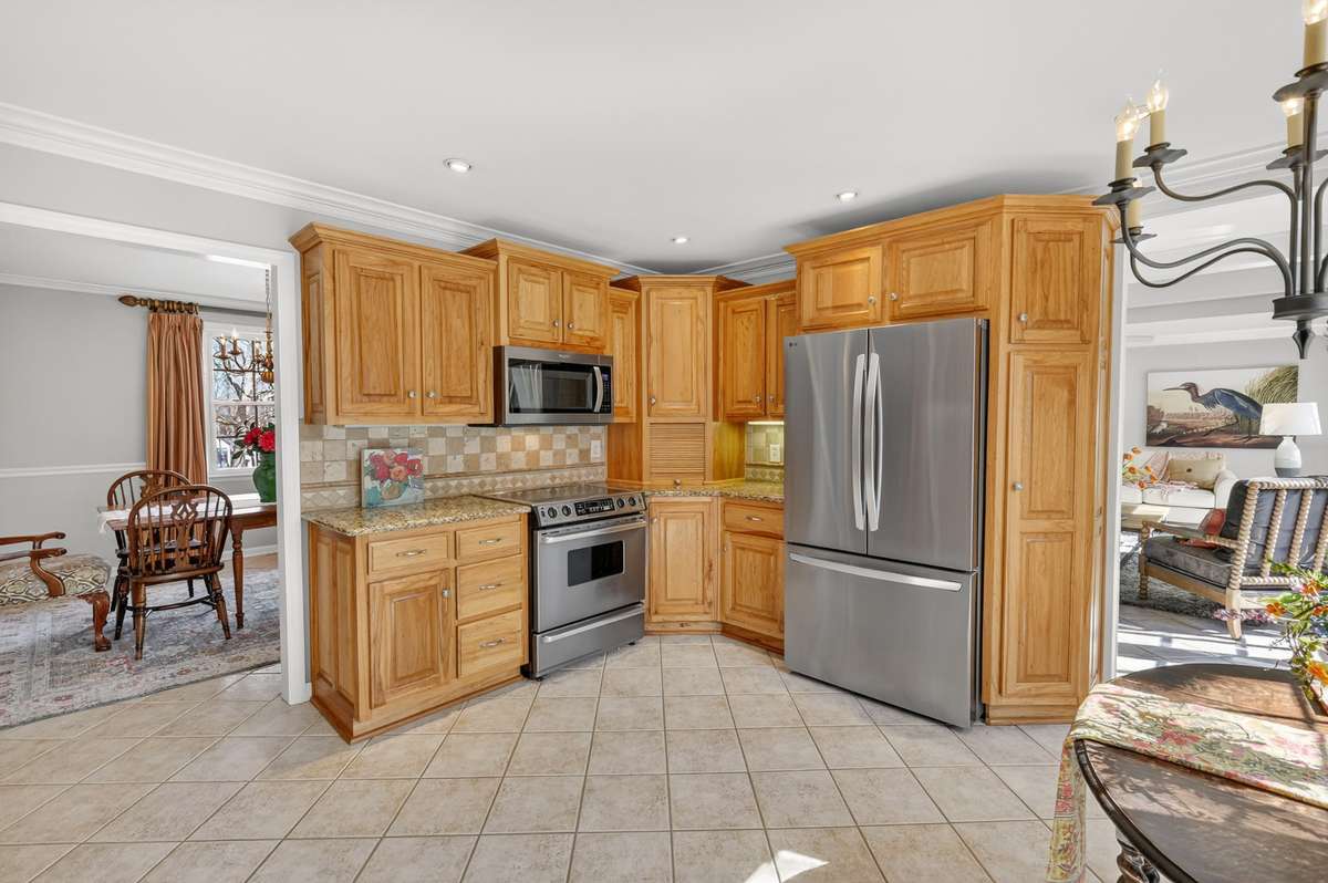 Easy care tile floors are great with pets and children