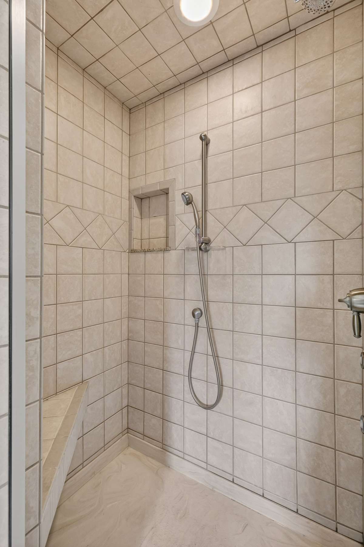 Roomy tile shower