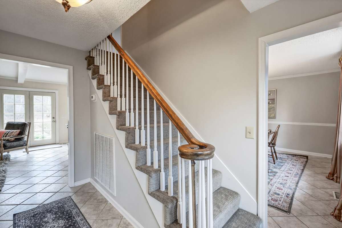 3 large bedrooms are at the top of these stairs
