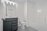 Photos of a completed "Roseland II".
Actual home will have different design selections.