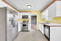 The stainless steel appliances remain.