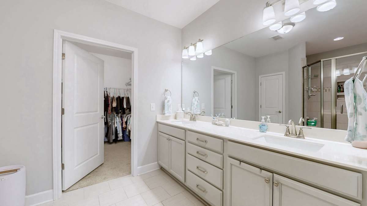 Double vanities and a huge walk in closet!