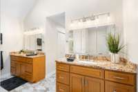 Dual his and hers vanities. SO much space to get ready!