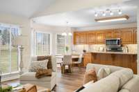 Views of kitchen from family room.