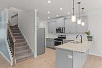 View of kitchen from great room