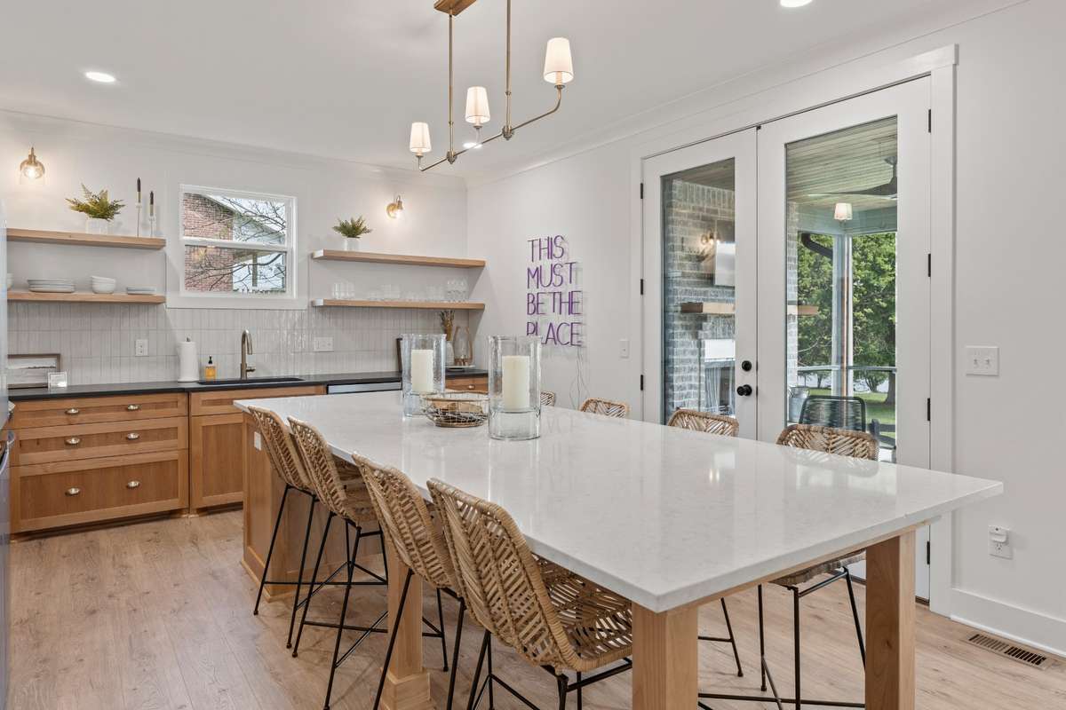 Expansive kitchen offers plenty of seating and room to entertain