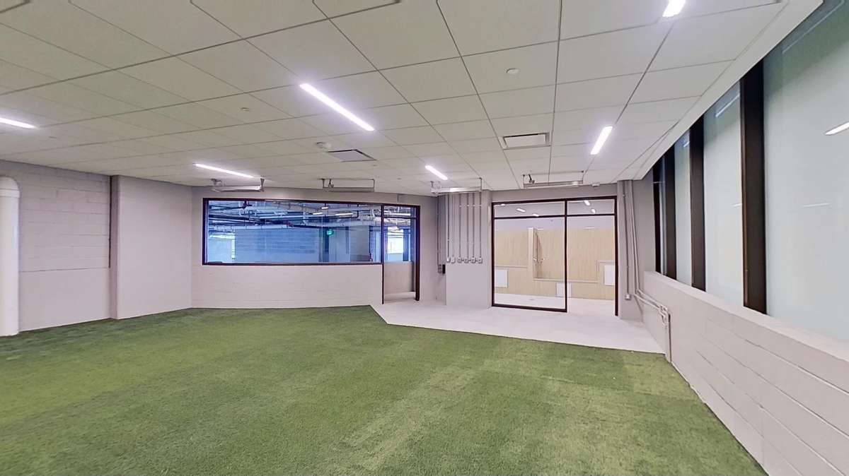You'll never have to step in the rain or snow with the covered pet relief area in the garage.