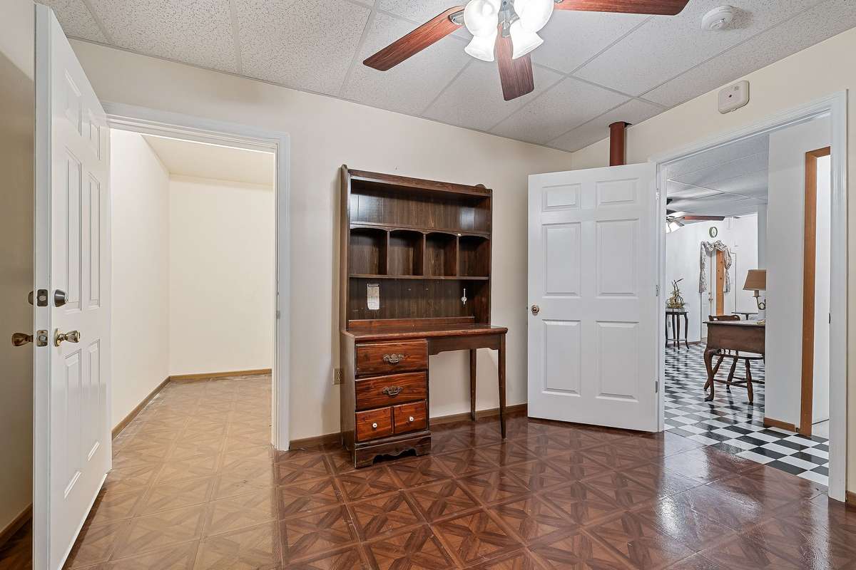 This room has a large storage area that could be used as a storm shelter.
