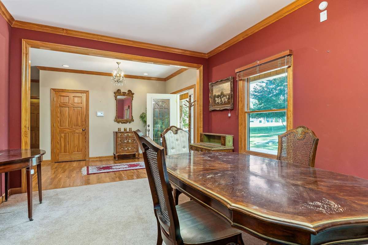 The view from the dining room to the foyer.