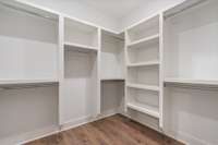 Primary closet with built-in shelving