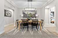 Dedicated dining area across from the kitchen make hosting dinner parties a breeze!