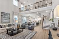 Gorgeous railing options really elevate the main living space and even upstairs in the loft!