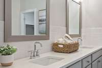 Tile Shower + Quartz Countertops in Primary Bath