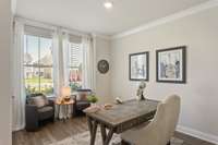 Bedroom 2 at the front of the home works perfectly as a home office or guest suite.