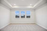 Sunlight streams through three generously sized rear-facing windows, making the owner’s bedroom a bright and welcoming sanctuary.