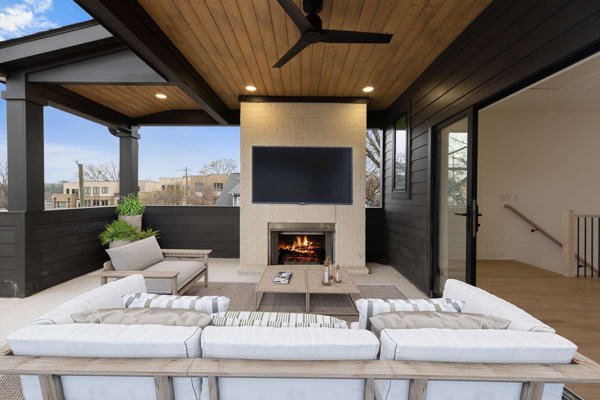 Virtually staged photo of rooftop deck