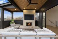 Virtually staged photo of rooftop deck