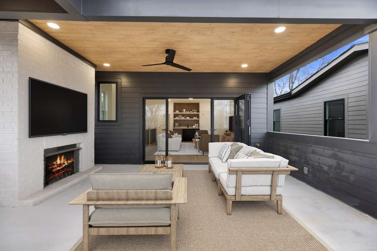 Virtually staged photo of rooftop deck