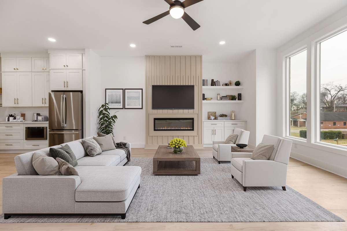 Virtually staged photo of living room