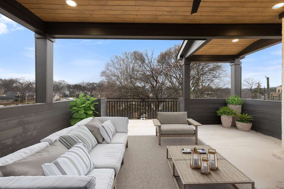 Virtually staged photo of rooftop deck