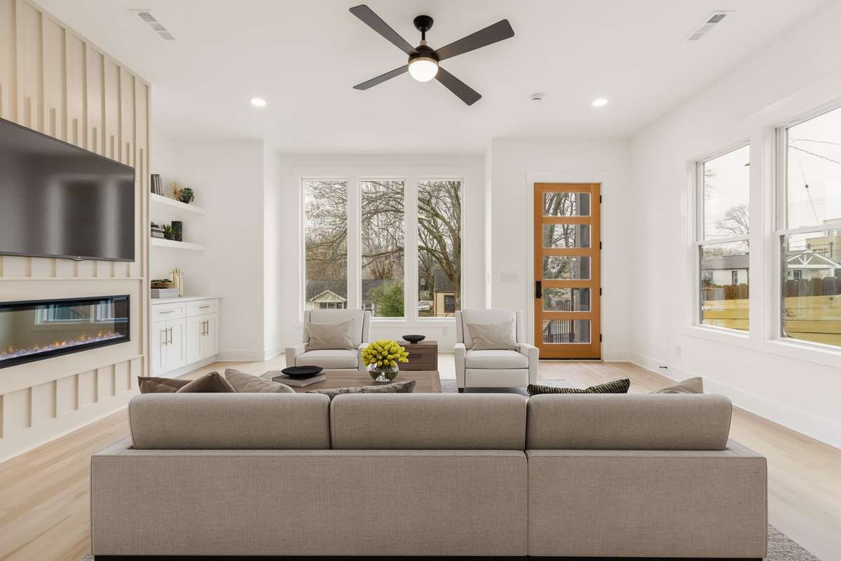Virtually staged photo of living room