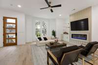 Virtually staged photo of living room