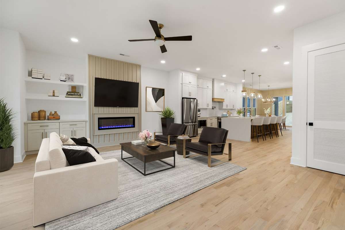 Virtually staged photo of living room