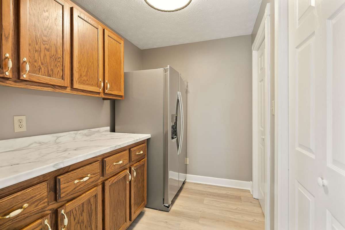 Back kitchen with double pantry