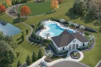 Willow Landing will have a community pool! This is a rendering of what it will look like once it is completed.