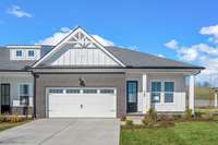 The beautiful ALL ONE LEVEL Corsair has two bedrooms, 2 full baths, open concept great room, dining room and kitchen! ****The following pictures are of another Corsair we recently built. Please see sales agent for all the options in lot 52