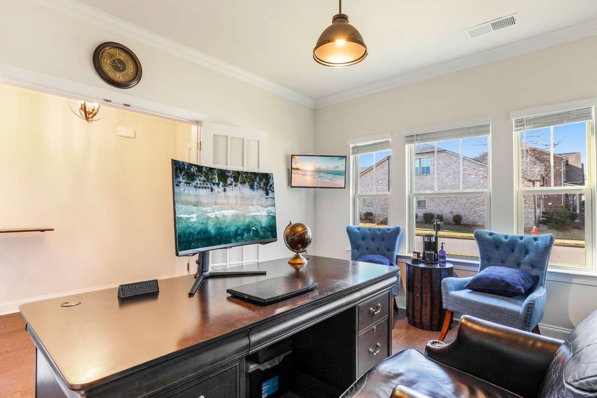 A home office is found right off the entry.