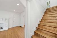 Wide stairway up to second floor