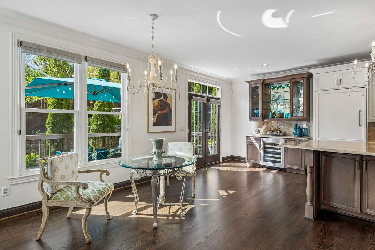 Eat-in kitchen with plenty of space for a larger table to accommodate guests.