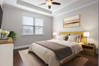 Primary Bedroom on the Main Level with trey ceilings