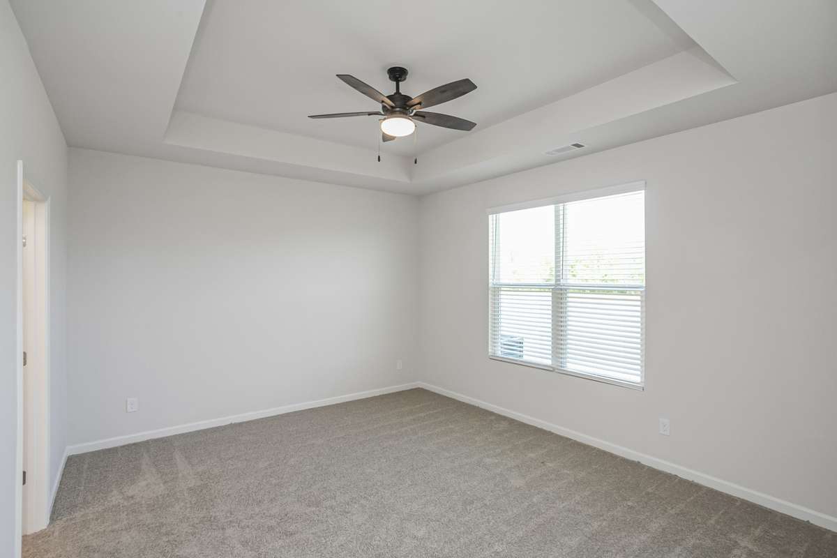 Great space in your primary suite downstairs with nice walk-in closet & trey ceiling. **All photos are of a previously constructed Covington floorplan.**