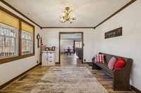 Living room with entry to family room.