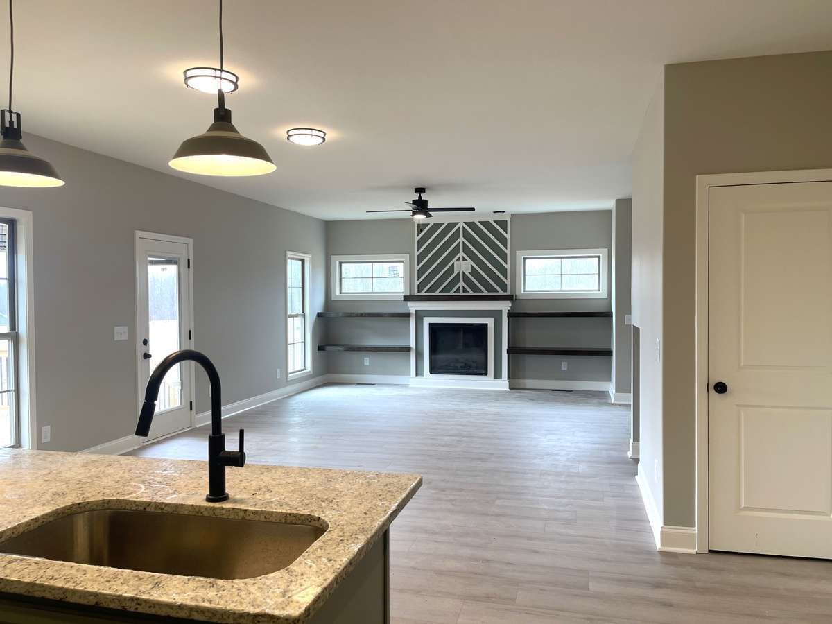 View from Kitchen into Great room....