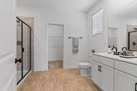 Downstairs Owner's Bathroom
(photos are of a staged model home)