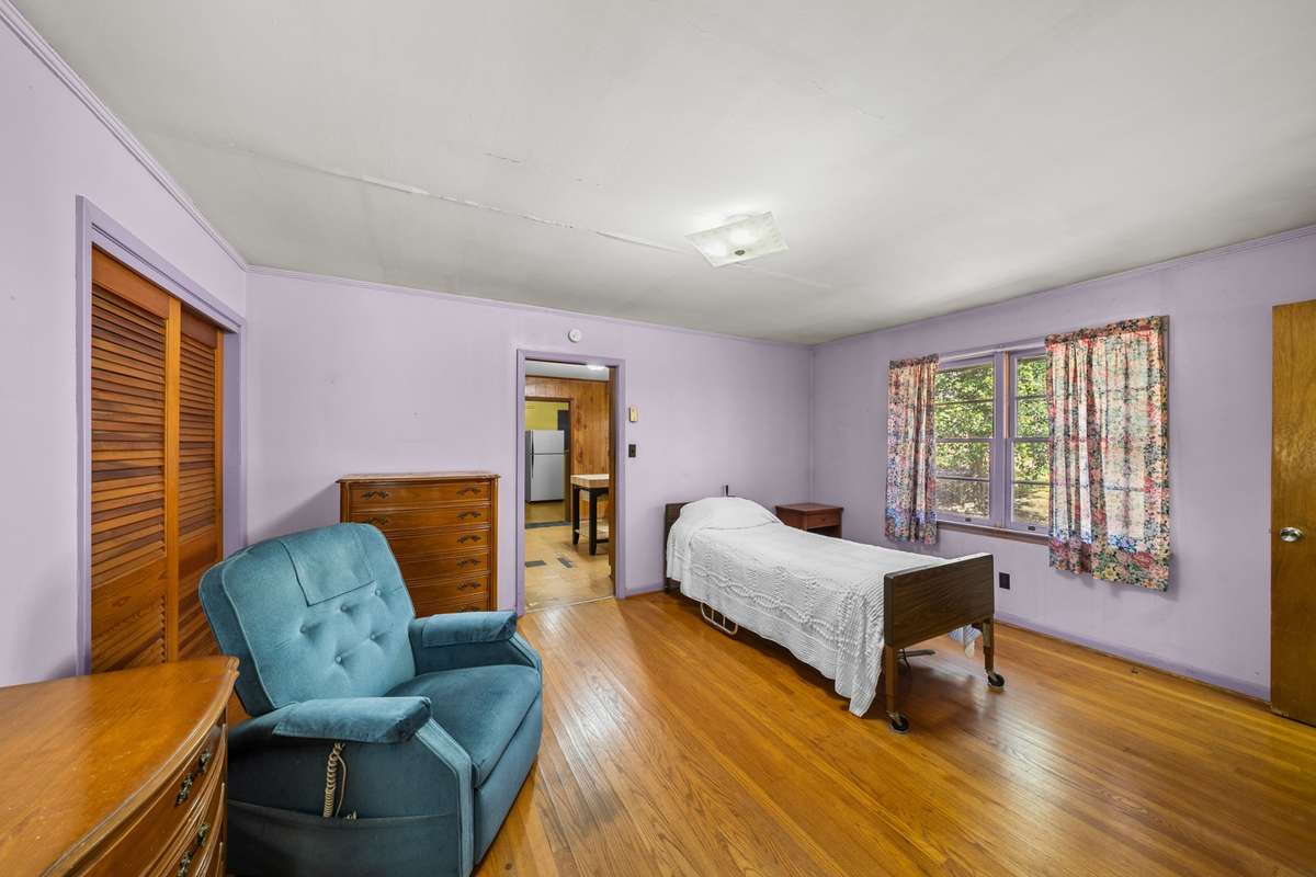 Primary bedroom with two closets.
