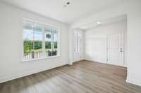 A Flex Space is included with this home and located on the 1st floor. This area provides you with flexibility for a home office, study, or multipurpose room.