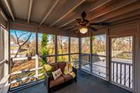 Overlooking the mature trees, this space feels like a quiet retreat tucked into nature.