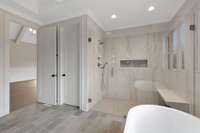 Walk In Tile Shower & Toilet Closet