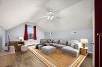 Example of the bonus room virtually staged with furniture.