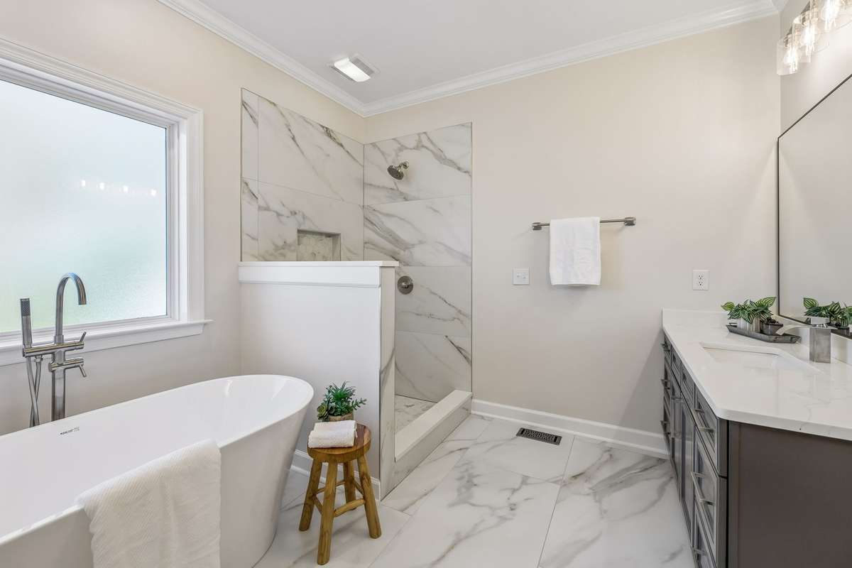 Shower Glass/Glass door has been ordered and will be installed prior to closing.