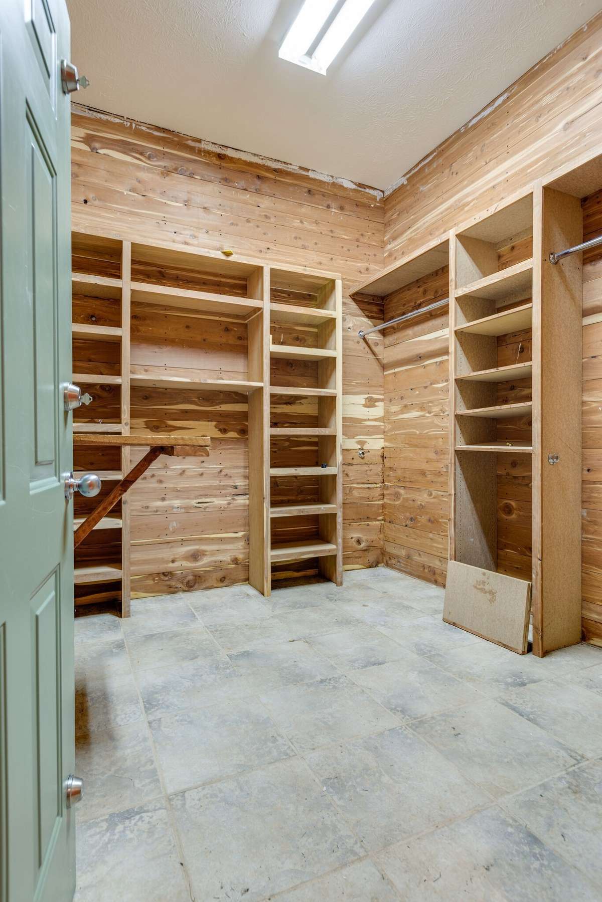 cedar lined safe room pictured empty