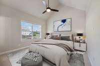 The primary bedroom virtually staged for inspiration!